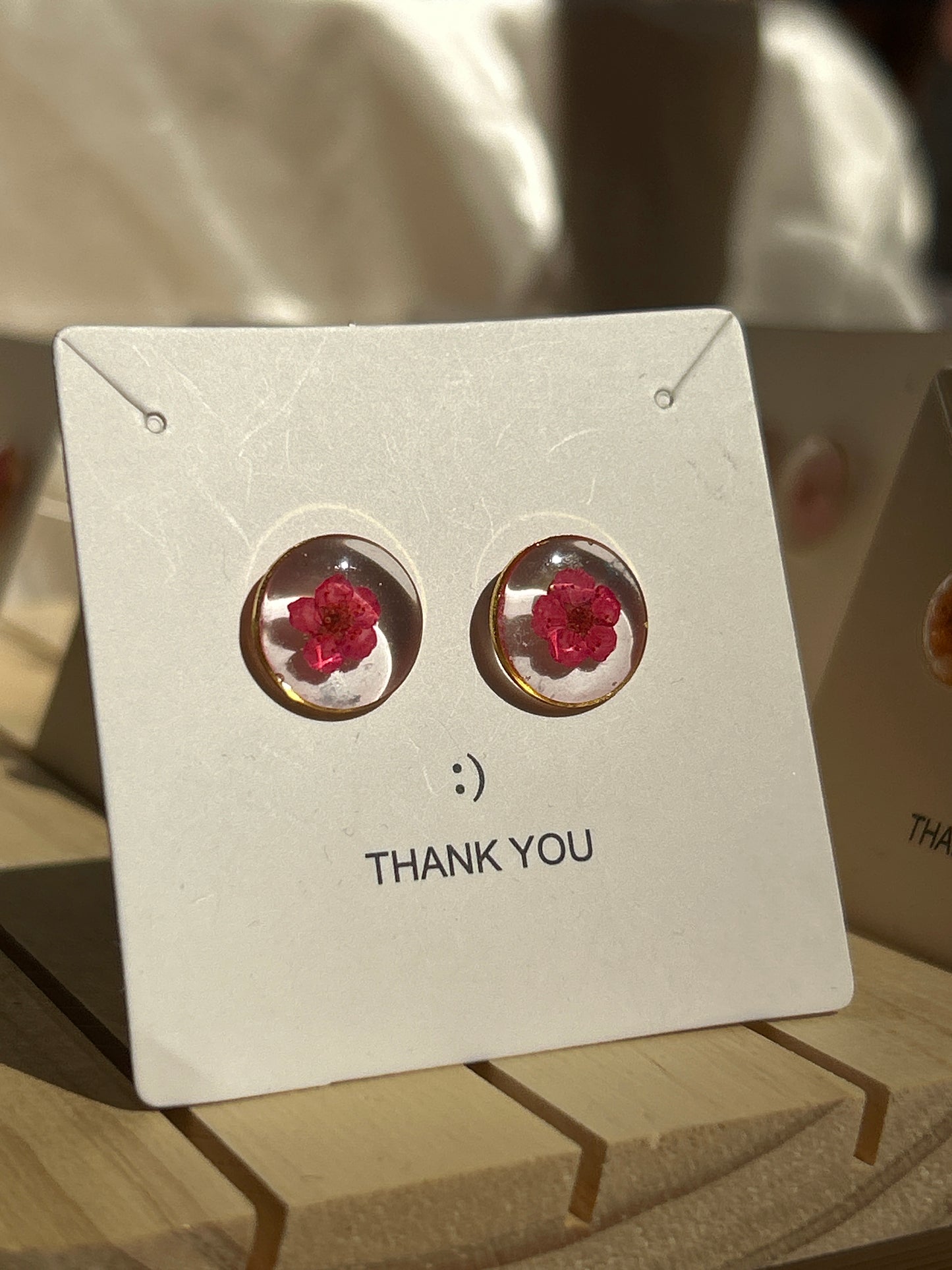 Red Plum Blossom Studs - Round