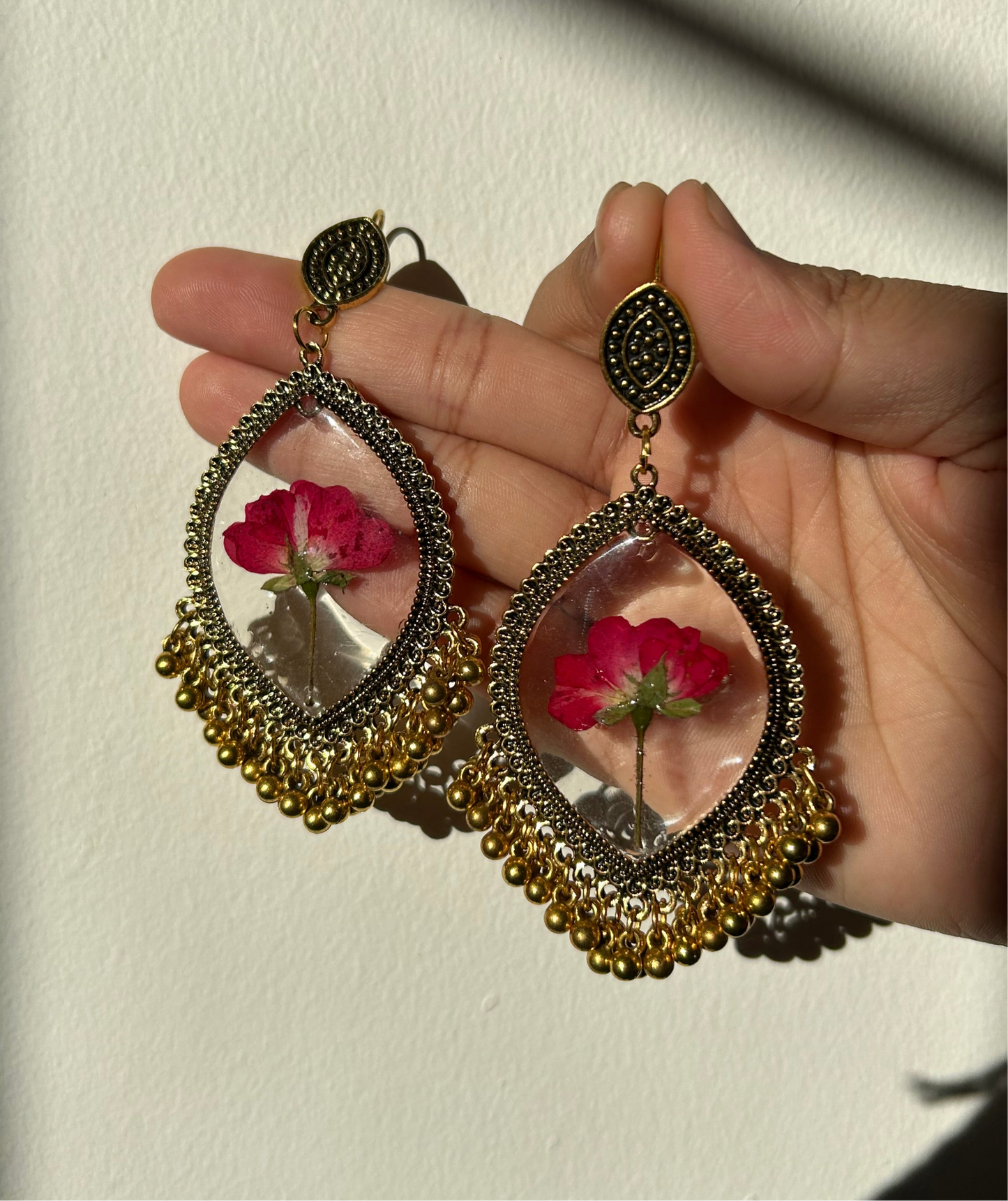 Jhumka Earrings - Rose preserved