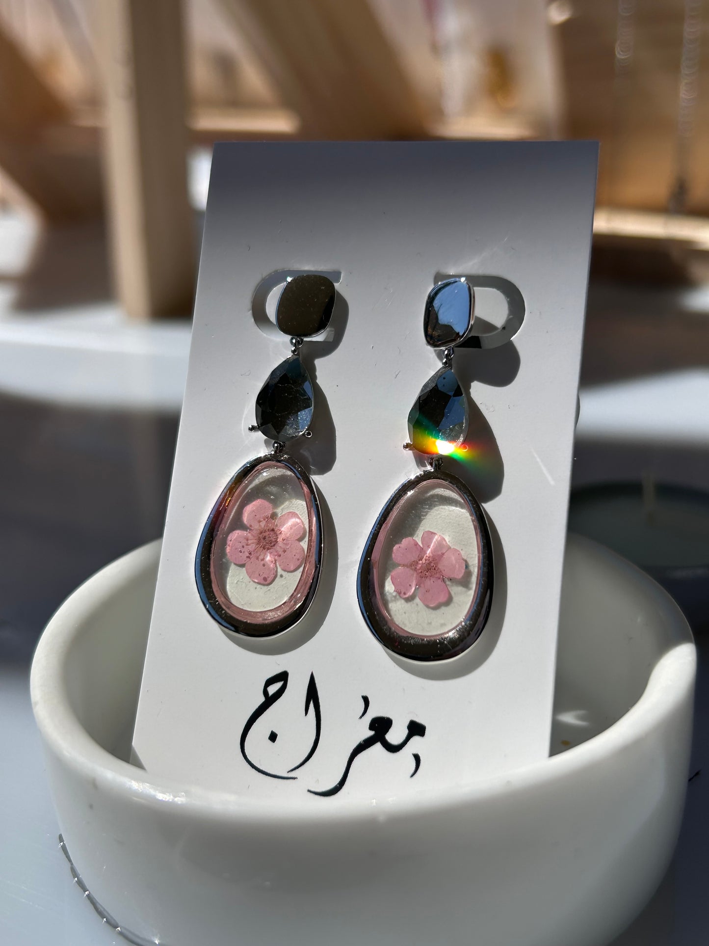 Pink Plum Blossoms - Drop Earrings