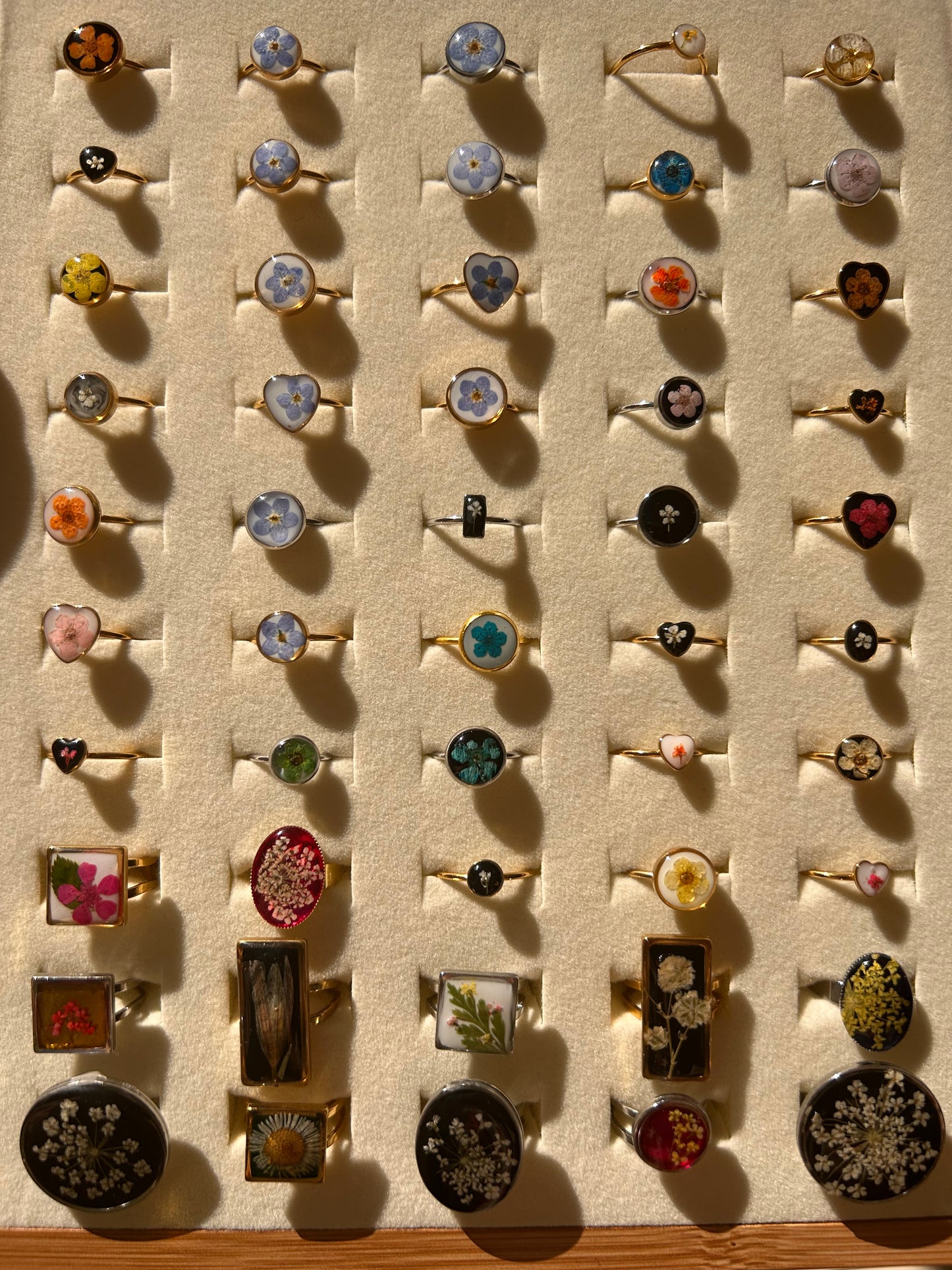 Teal Plum Blossom Ring - Adjustable