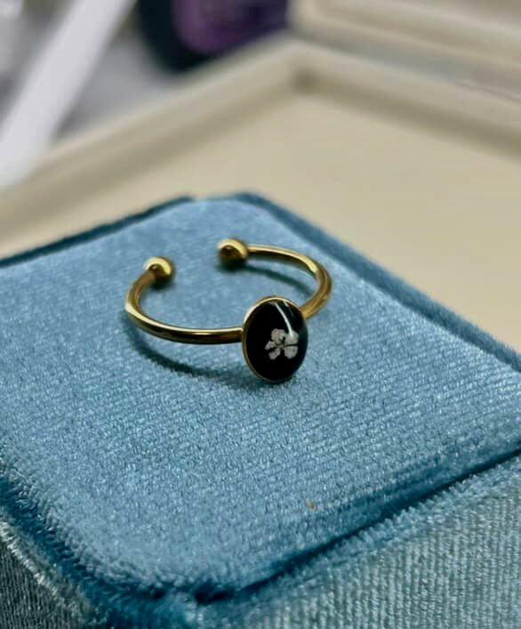 Mini Oval Ring - Queen Anne’s Lace - Adjustable