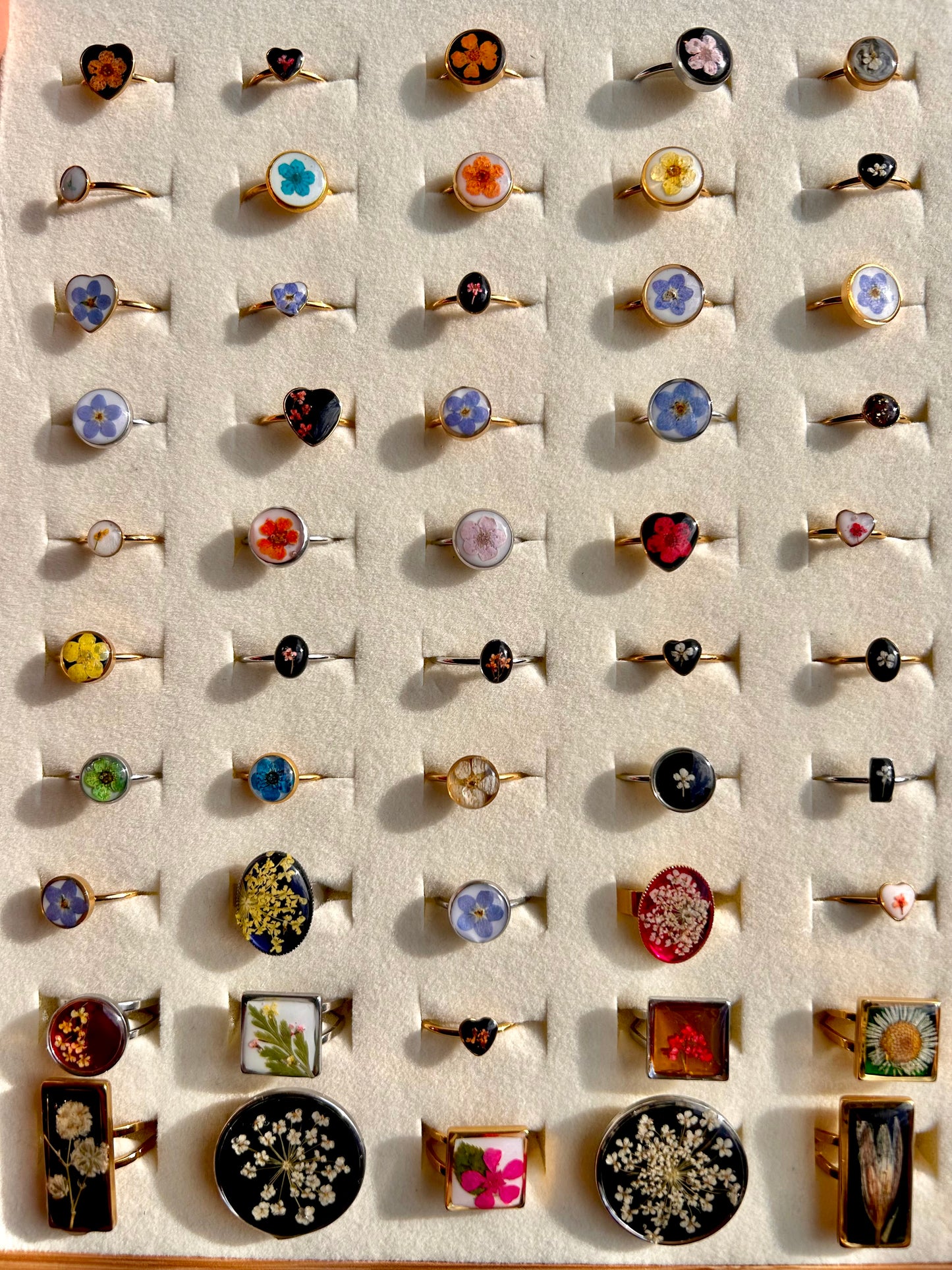 Mini Heart Ring - Queen Anne’s Lace - Adjustable