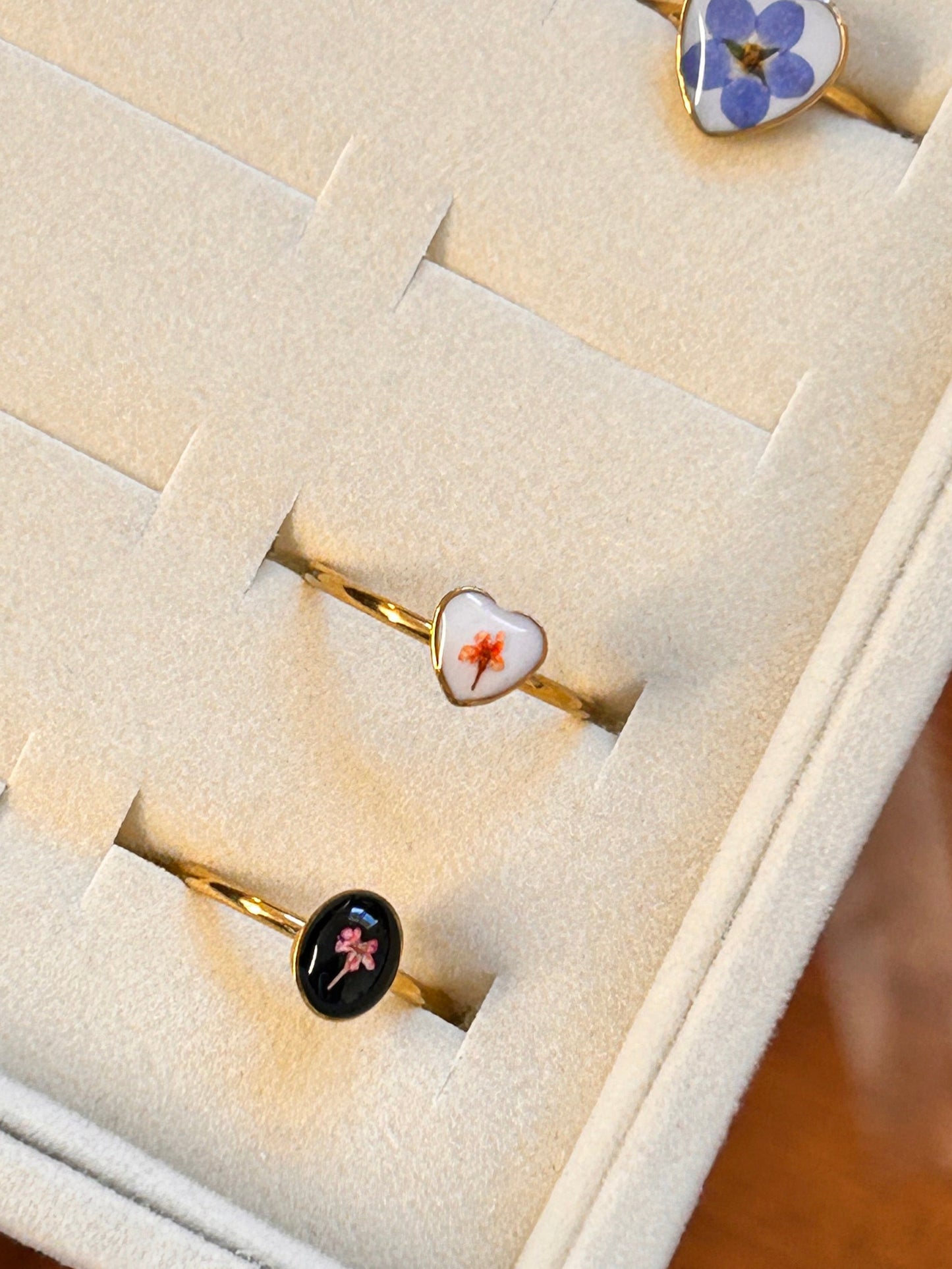 Mini Heart Ring - Queen Anne’s Lace - Adjustable