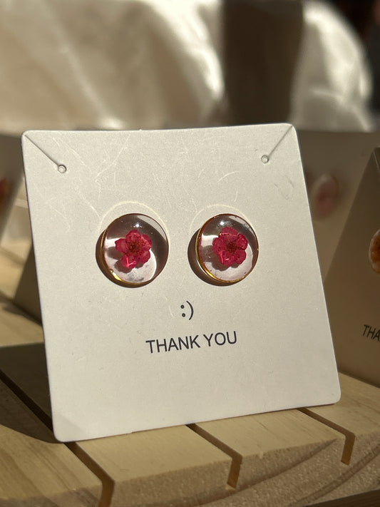 Red Plum Blossom Studs - Round