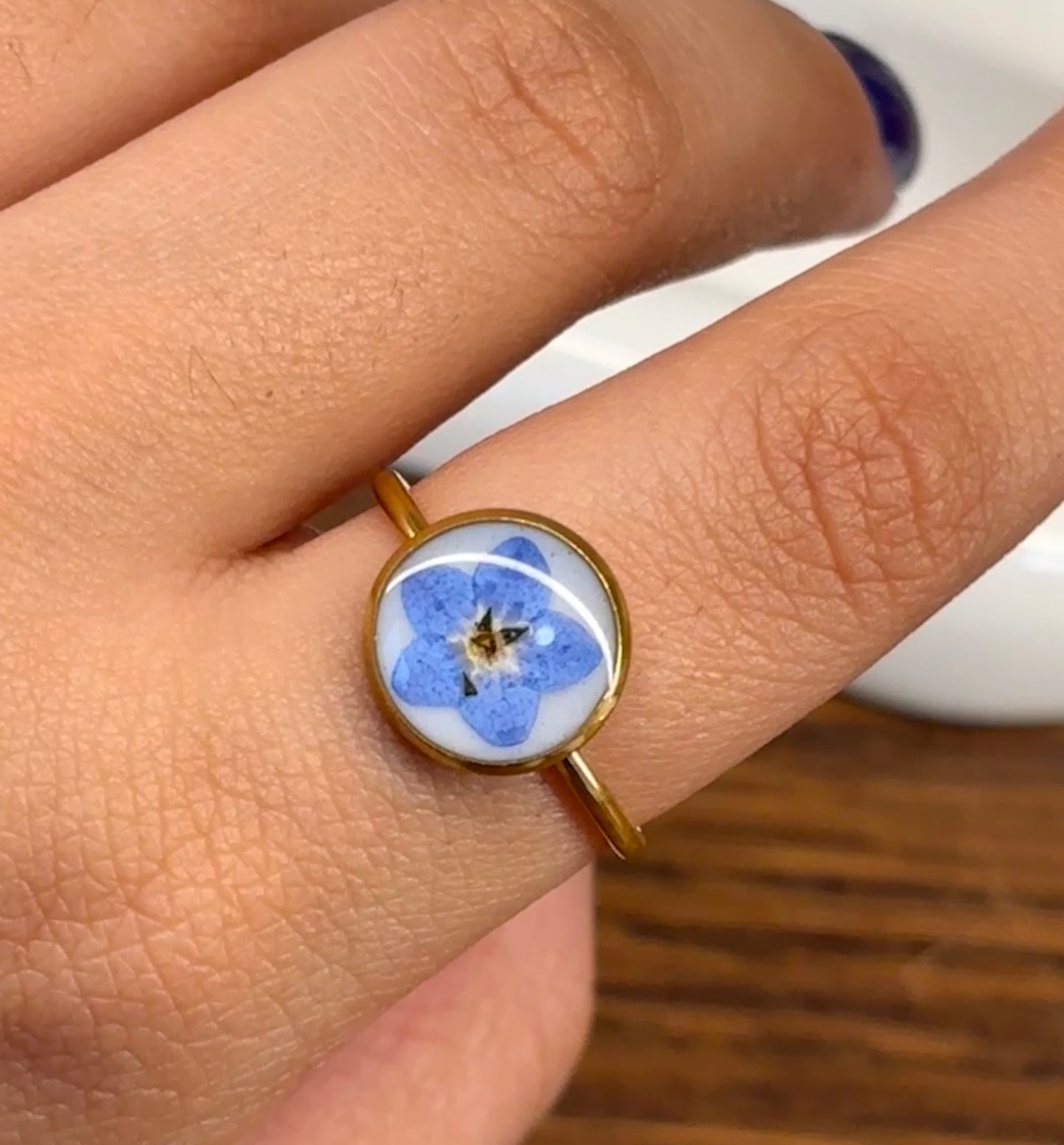 Forget-Me-Not Ring - Round Adjustable