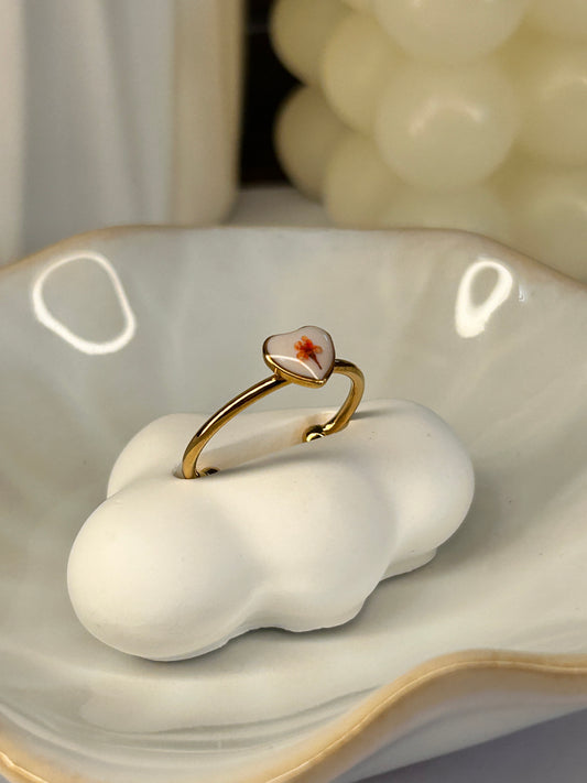 Mini Heart Ring - Queen Anne’s Lace - Adjustable