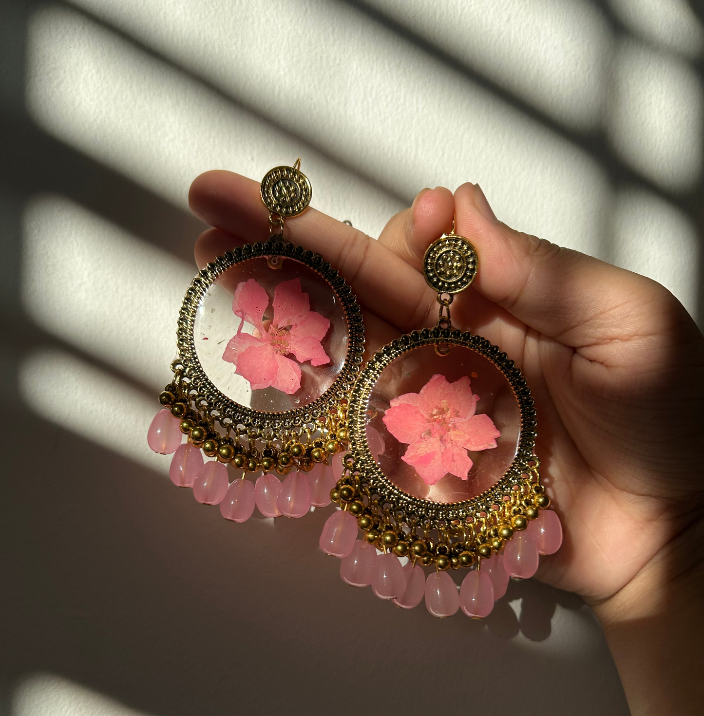 Jhumka Earrings - Pink Larkspur