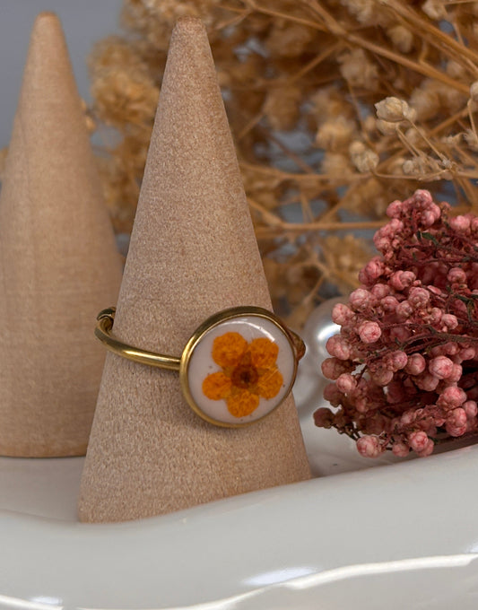 Orange Plum Blossom Ring - Adjustable