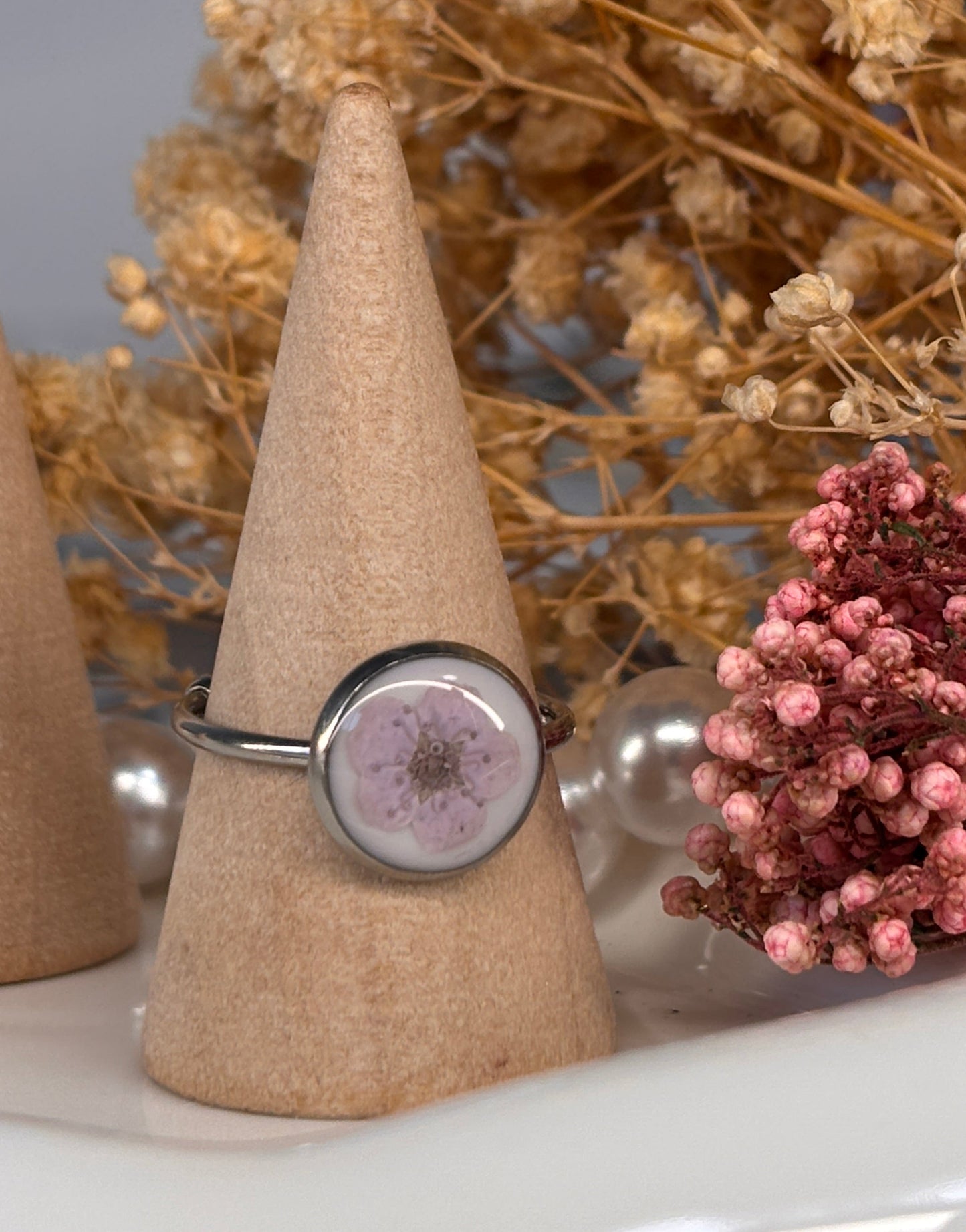 Lilac Plum Blossom Ring - Adjustable